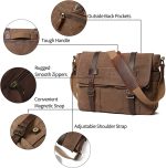 Messenger Bag for Men 15.6 Inch Canvas Laptop Computer Bag Leather Briefcase - Image 4